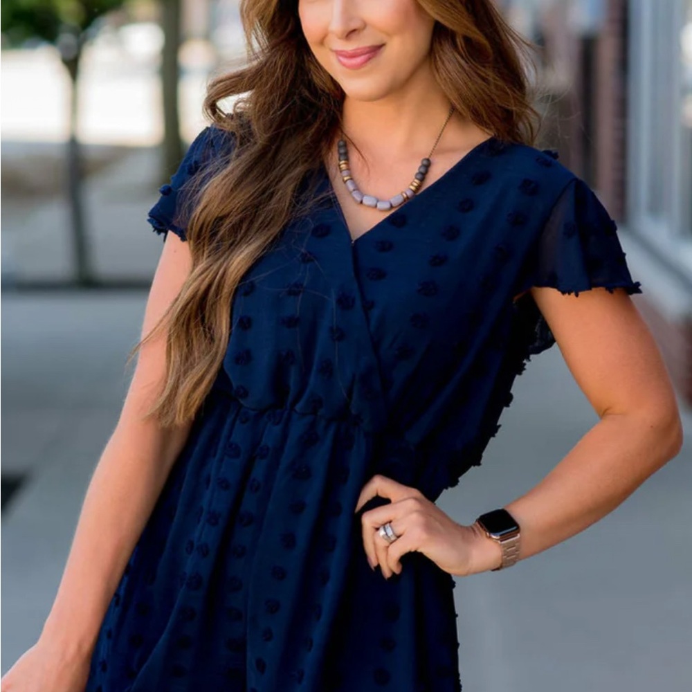 Raised Dot Flutter Sleeve Romper Small (2-4)